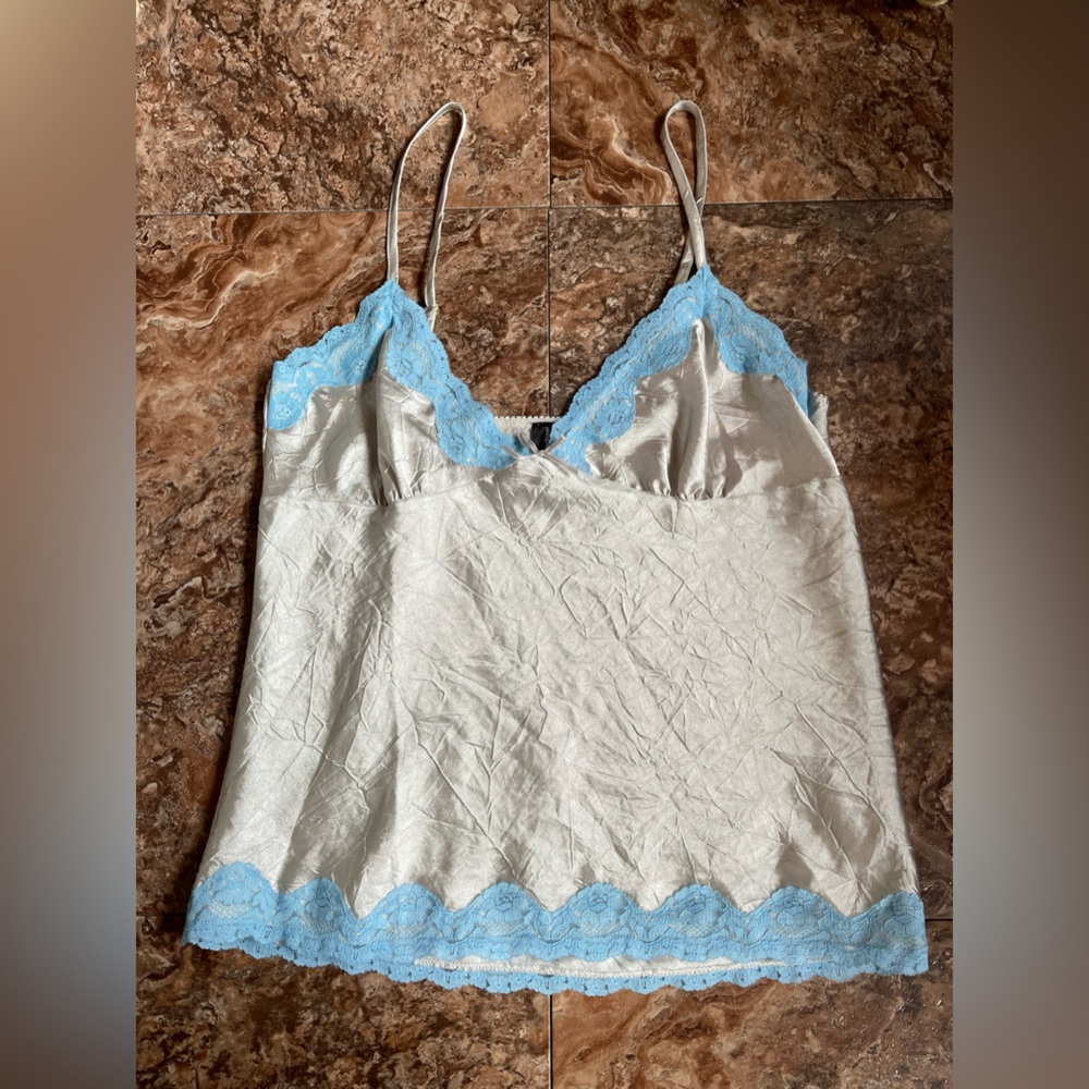 Silver & Blue Camisole with Lace NWOT